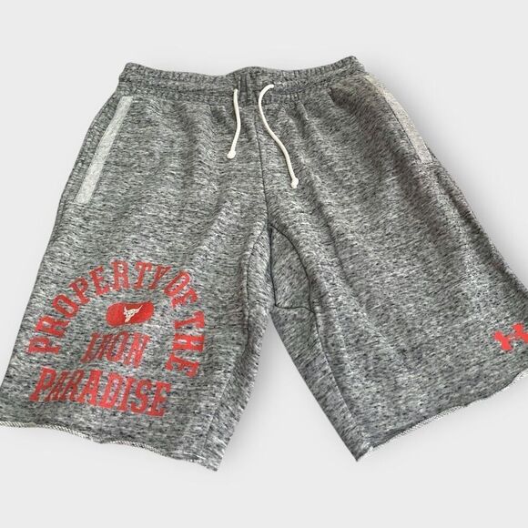 Under Armour UA Mens Project Rock Gray Terry Statement Shorts size Medium NWT - Picture 2 of 9